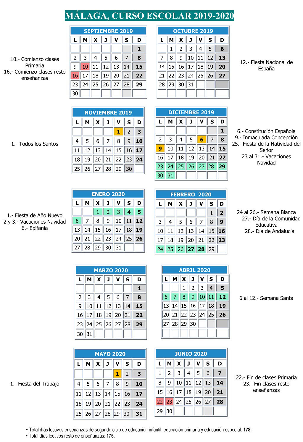 calendario escolar